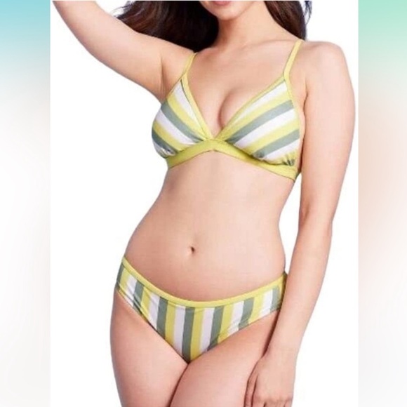 NWT Kona Sol Yellow Stripe Bikini Top Size X (14W) - Picture 7 of 10